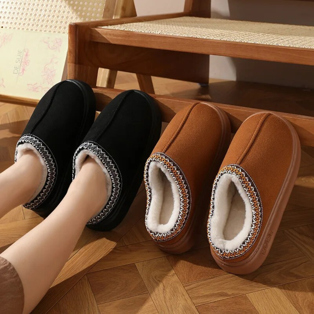 Pantuflas de Plataforma con Plantilla Afelpada de Invierno sin Cordones de Pelo Sintético
