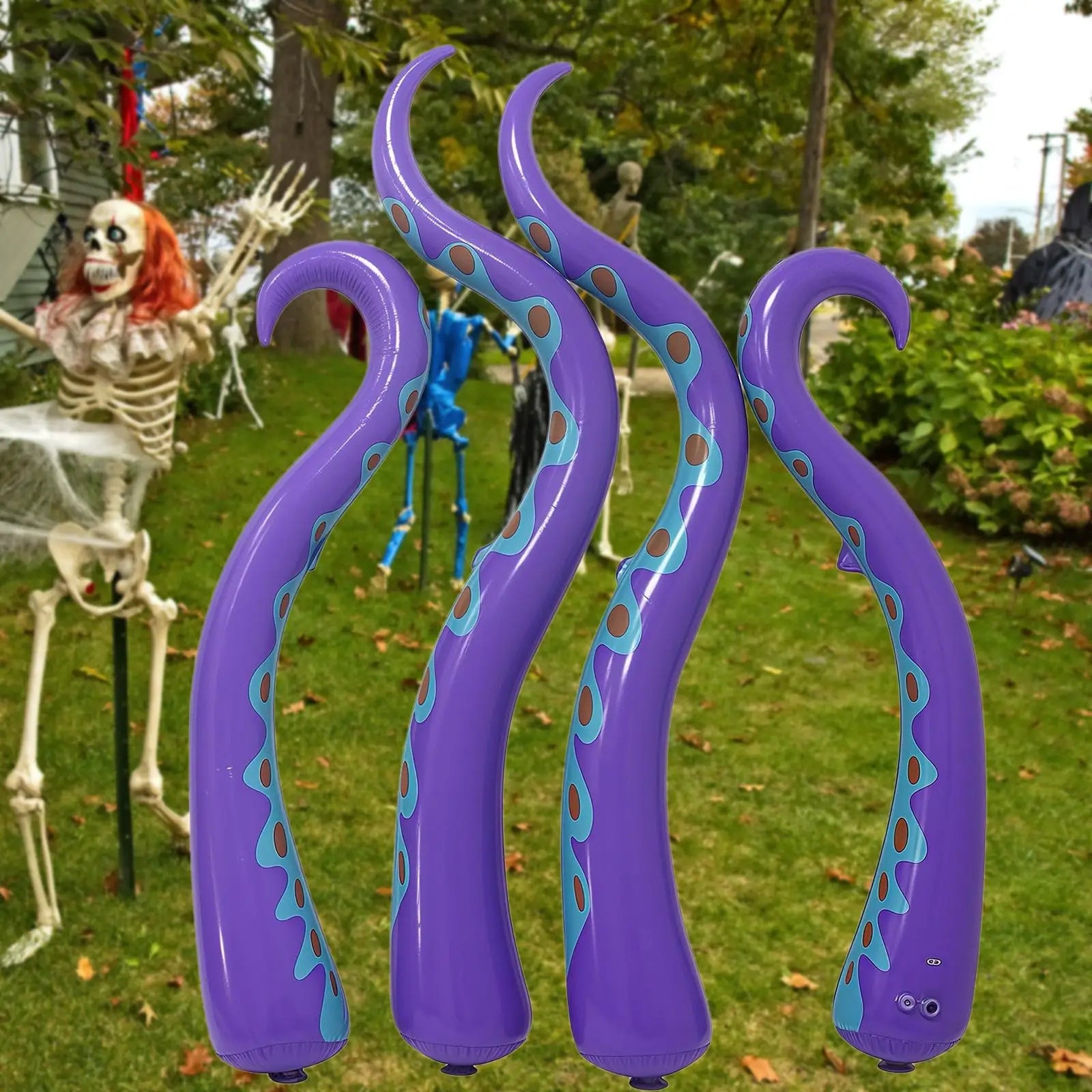 Enormes tentáculos de pulpo inflables, decoraciones de Halloween aterradoras