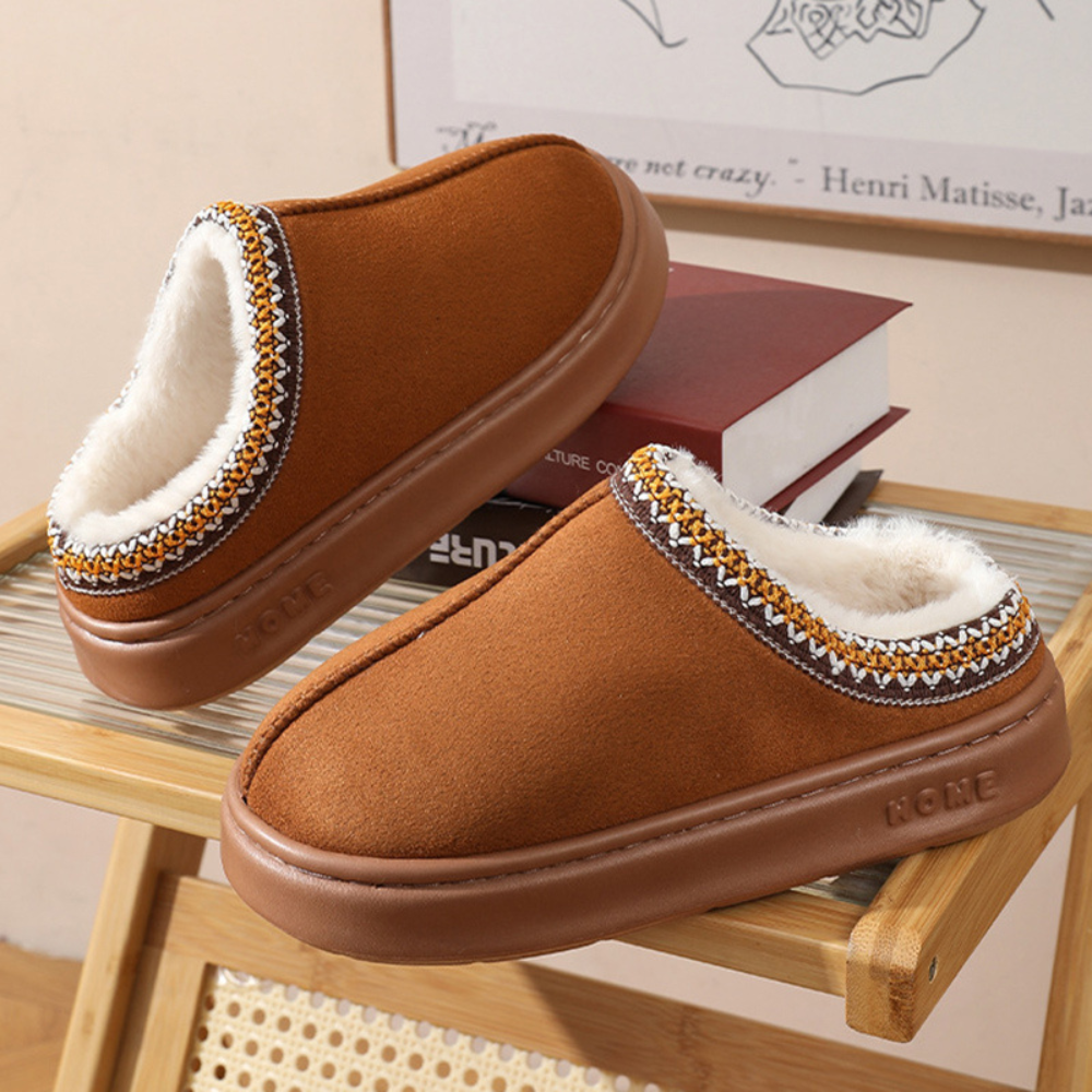 Pantuflas de Plataforma con Plantilla Afelpada de Invierno sin Cordones de Pelo Sintético