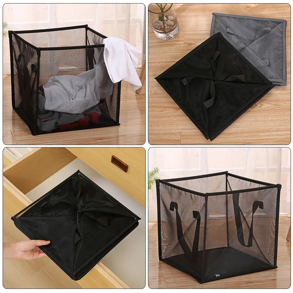 Cesto de ropa plegable de malla con asas