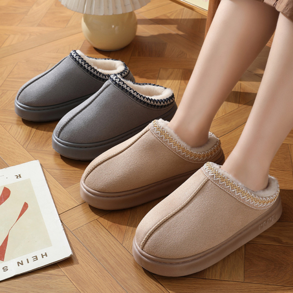 Pantuflas de Plataforma con Plantilla Afelpada de Invierno sin Cordones de Pelo Sintético