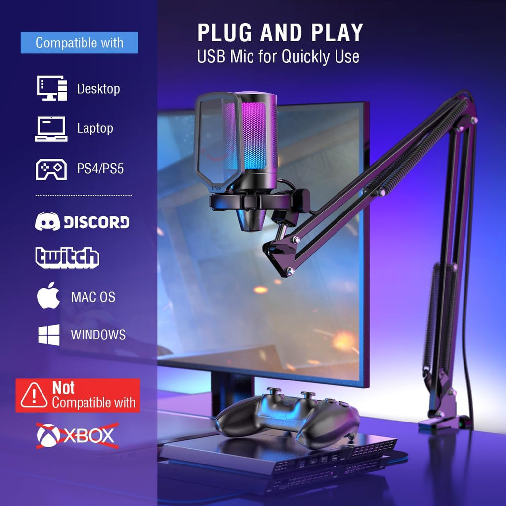 Micrófono condensador para podcast de PC Gaming