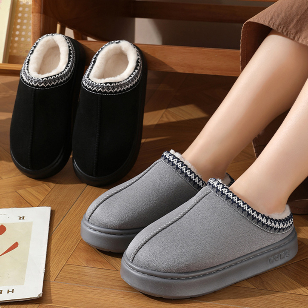 Pantuflas de Plataforma con Plantilla Afelpada de Invierno sin Cordones de Pelo Sintético