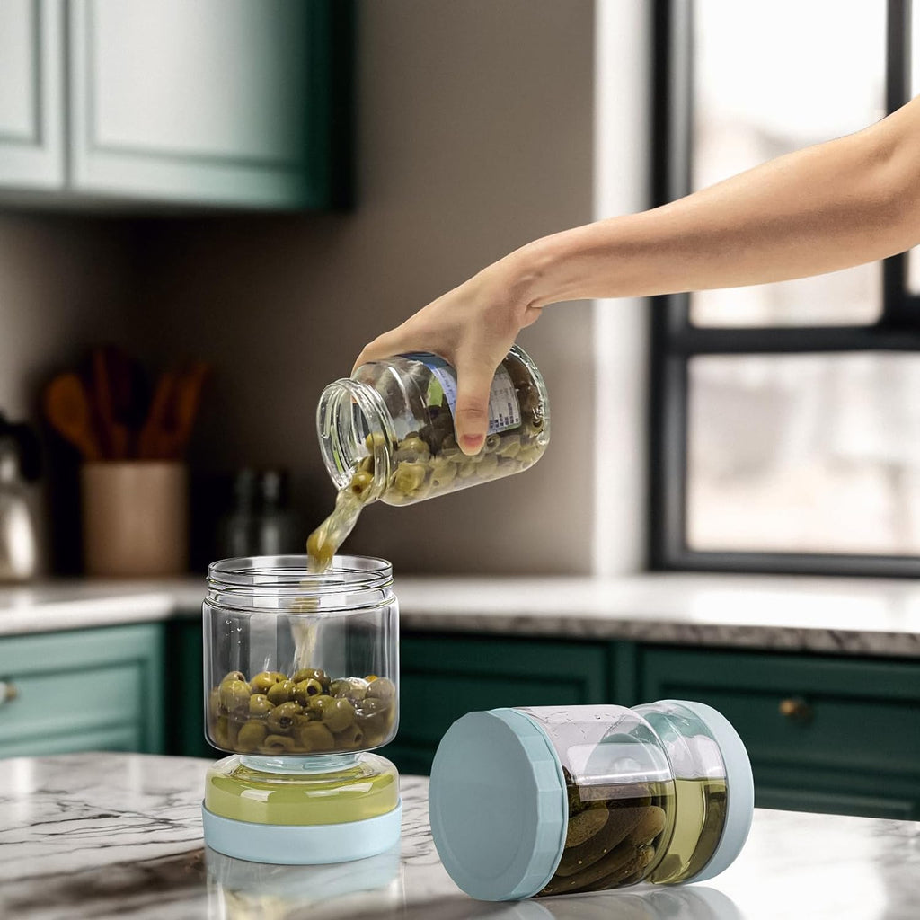 Glass Pickle Strainer Jar