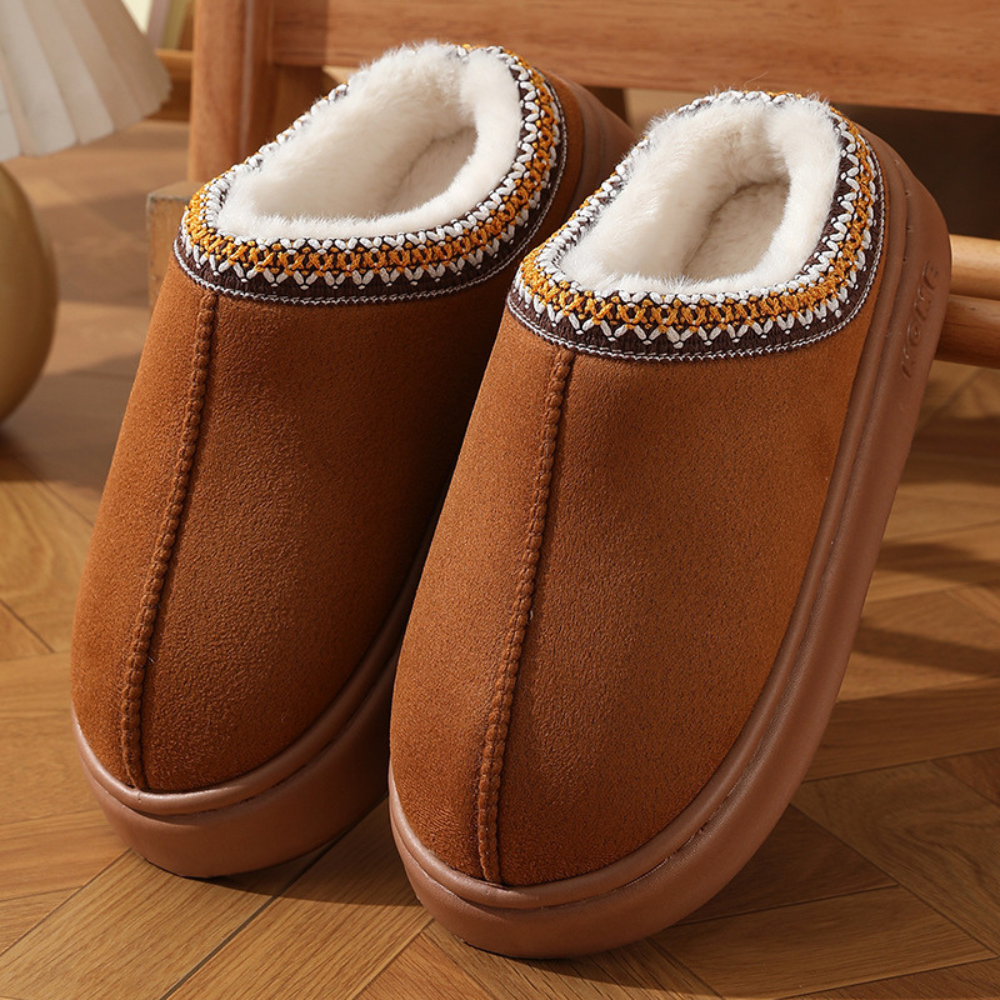 Pantuflas de Plataforma con Plantilla Afelpada de Invierno sin Cordones de Pelo Sintético