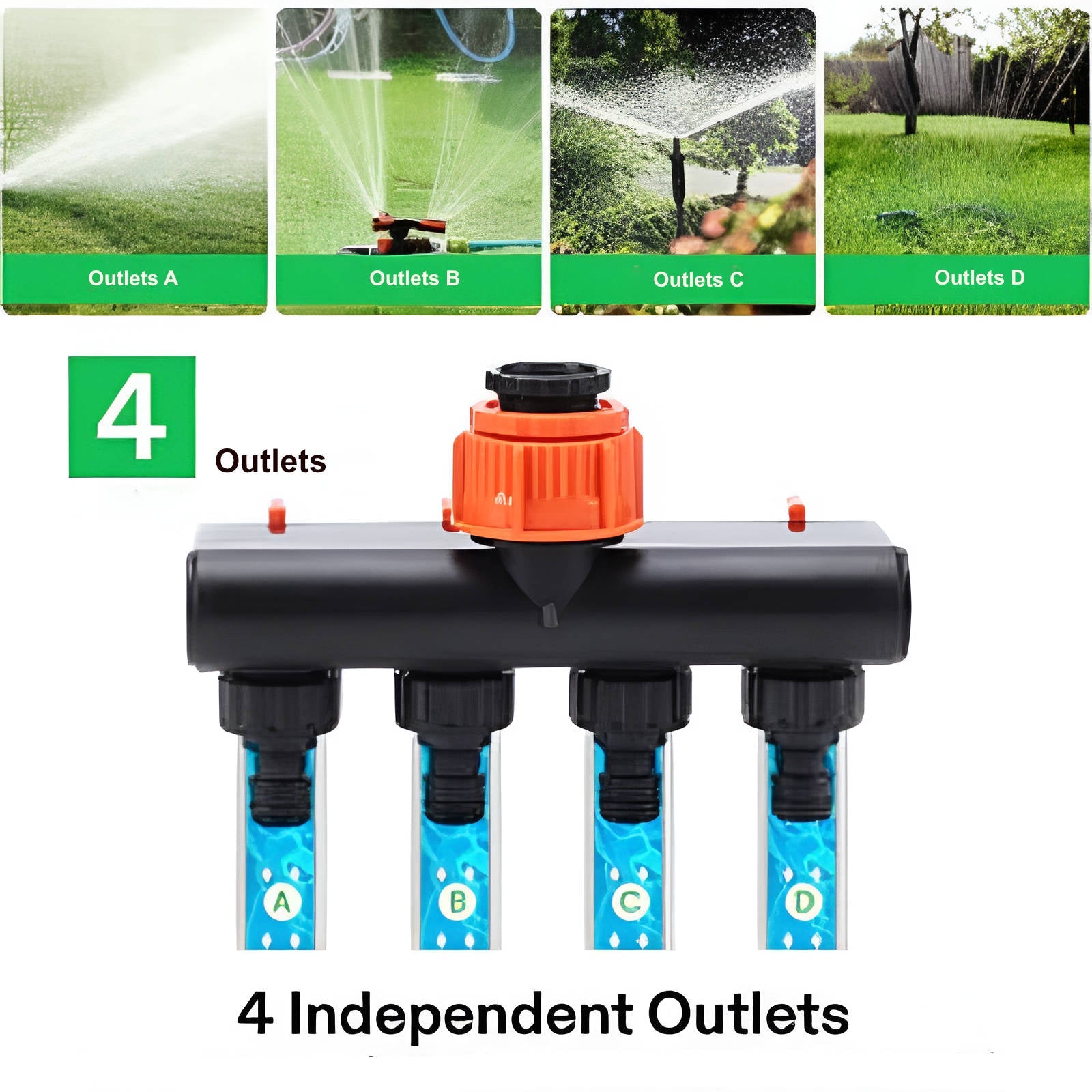 Distribuidor de Manguera de Jardín de 4 Vías