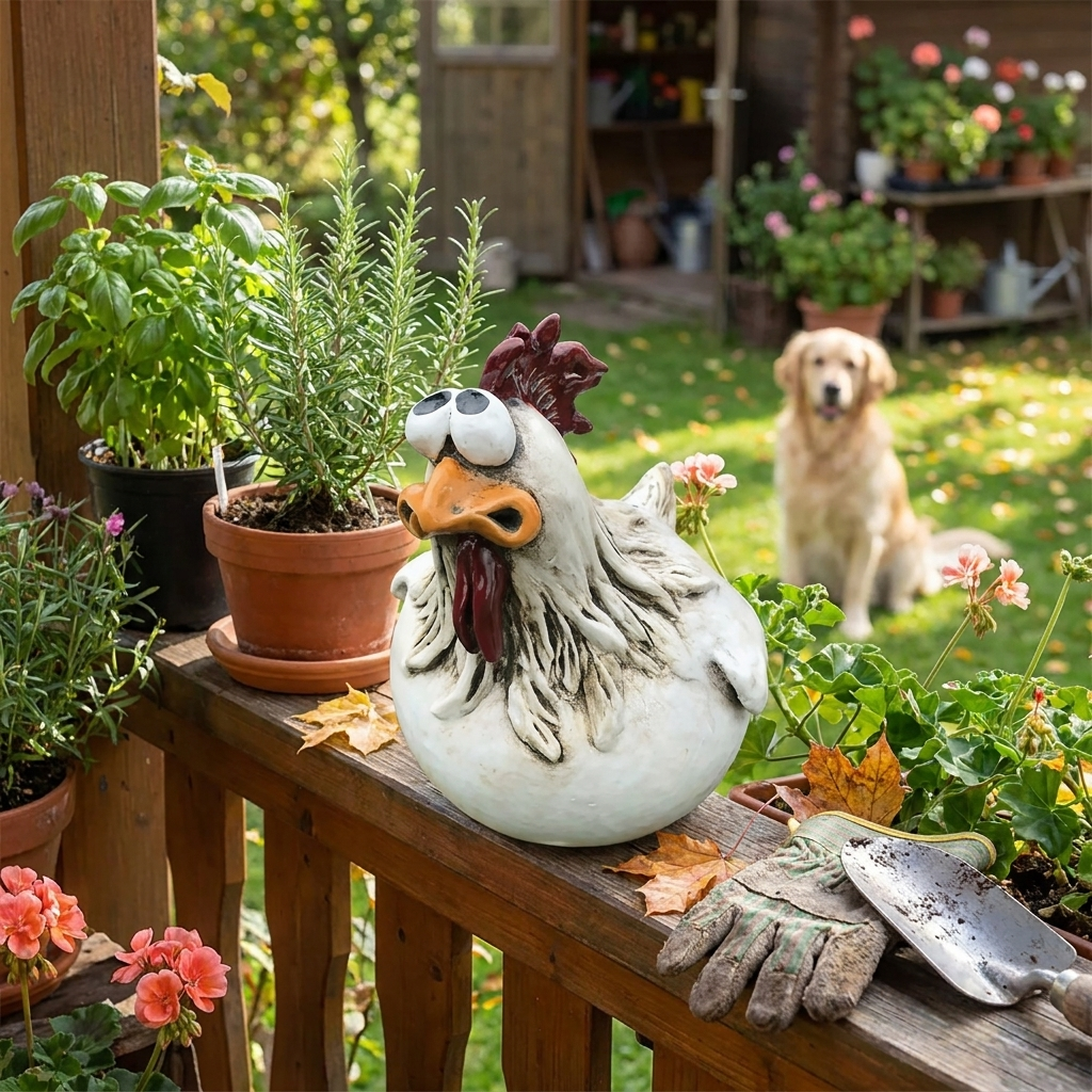 Funny Chicken Fence Decor lifestyle