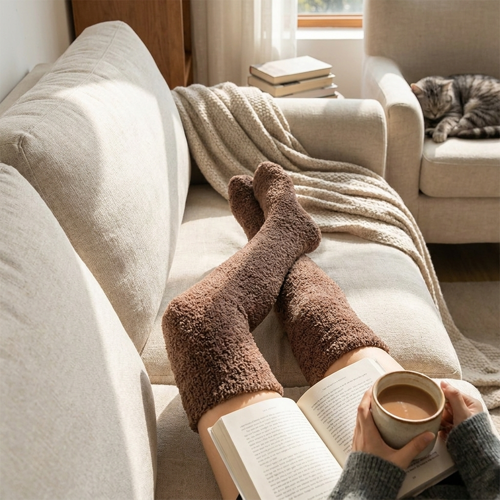 Fuzzy Thigh High Warm Socks lifestyle