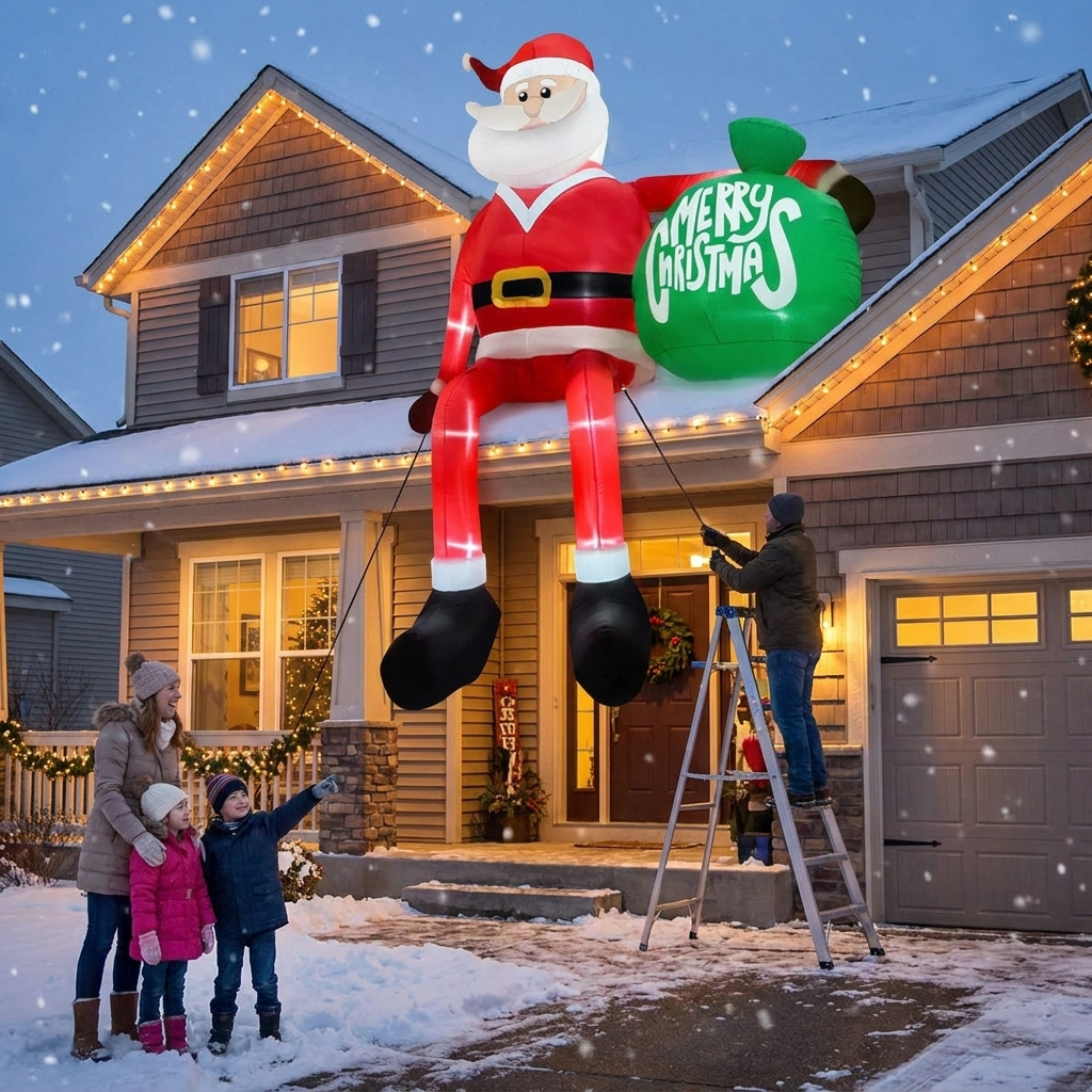 Giant 8FT LED Climbing Santa lifestyle