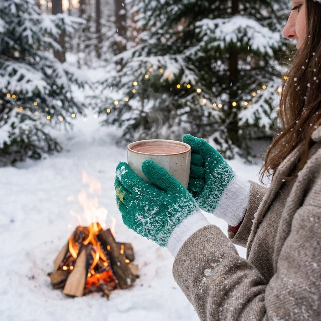 Festive Fleece Gloves lifestyle