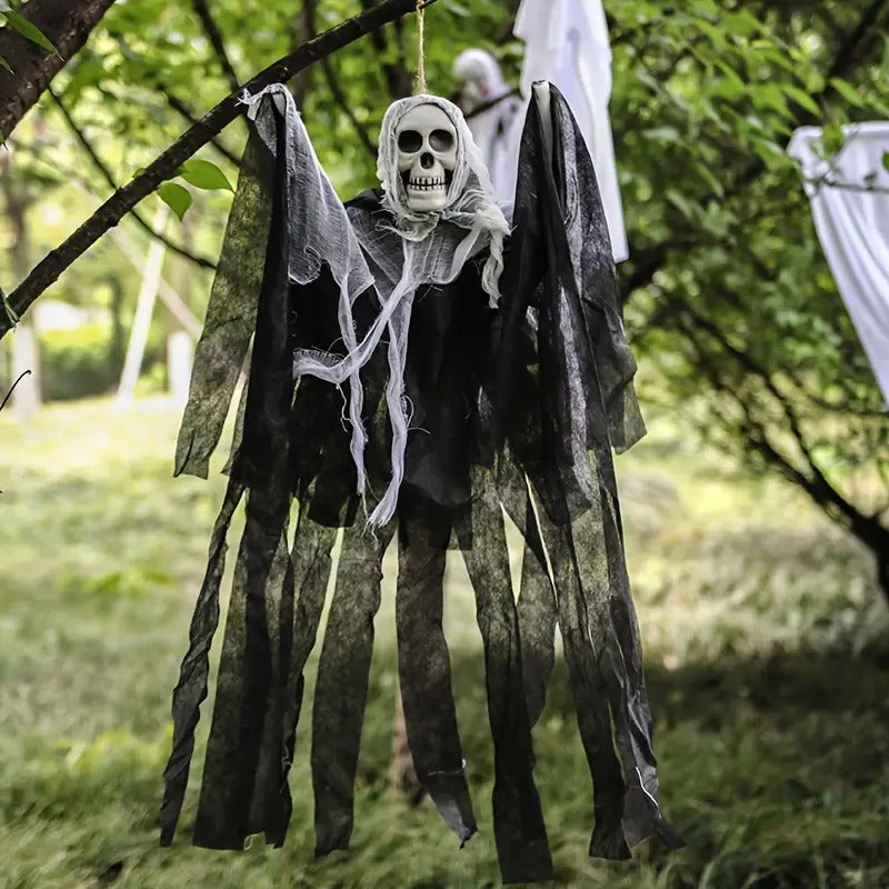 Cráneo Brillante Decoración de Halloween Aterradora para Exteriores - Juego de Dos