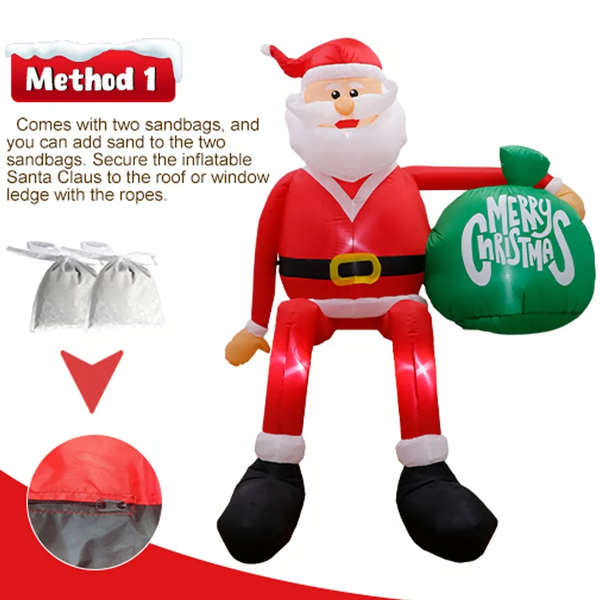 Inflable gigante de Papá Noel de 8 pies con LED escalador – Decoración navideña exterior de primera calidad