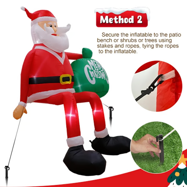 Inflable gigante de Papá Noel de 8 pies con LED escalador – Decoración navideña exterior de primera calidad