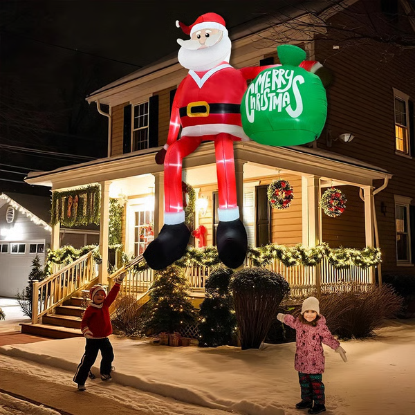 Inflable gigante de Papá Noel de 8 pies con LED escalador – Decoración navideña exterior de primera calidad