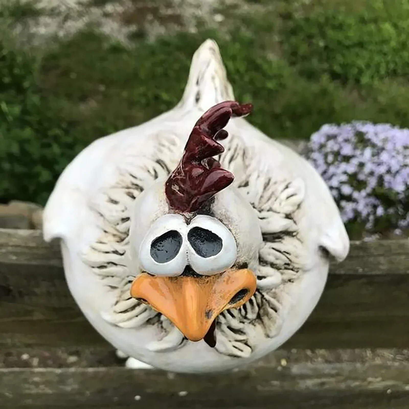 Divertida decoración de valla de pollo – Estatuas de jardín de resina